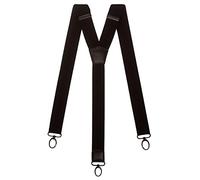 Olata Men's Y-Shape Coloured Leather Black Carabiner Braces, 40mm | Adjustable 40mm Y-shape braces with carabiner clips and coloured leather; secure for work or smart wear.