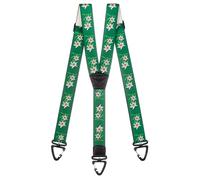 Olata Men's Y-Shape Edelweiss Plastic Carabiner Braces, 40mm | Adjustable 40mm Y-shape Edelweiss braces with carabiner clips and leather crossover; secure for work or smart wear.