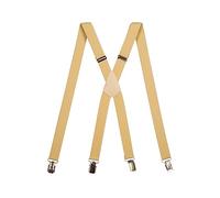 Olata Unisex Adjustable Skinny X-Shape Clip on Braces/Suspenders with Metal Clips - 2.5cm. Light Cream