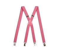 Olata Unisex Adjustable Skinny X-Shape Clip on Braces/Suspenders with Metal Clips - 2.5cm. Light Pink