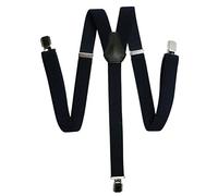 Olata Y-Shaped Unisex Adjustable Skinny Clip on Braces/Suspenders with Metal Clips - 2.5cm. Black