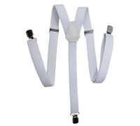 Olata Y-Shaped Unisex Adjustable Skinny Clip on Braces/Suspenders with Metal Clips - 2.5cm. White