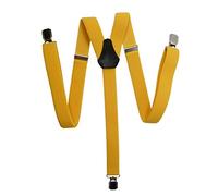 Olata Y-Shaped Unisex Adjustable Skinny Clip on Braces/Suspenders with Metal Clips - 2.5cm. Yellow
