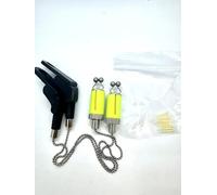 Olax 2x FLOU GREEN CHAIN BITE INDICATOR, BOBBIN SWINGERS, CARP FISHING (2xindicator&10 glow stick)
