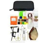 Olax complete Fly Tying kit in a carry case,Vise, hooks,icedub,feathers,titanium bobbin holder,scissors,tinsel,floss,threads