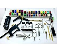 Olax Kodiak Fly Tying Tool & Material Kit with Vise, Floss, Tinsel, Thread, Glue, UV Torch
