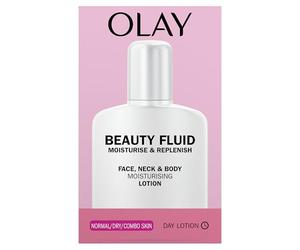 Olay Beauty Fluid Face & Neck Lotion, 24H Lightweight Moisturisation 200ml | For silky soft and smooth skin