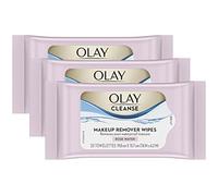 Olay Cleanse Makeup Remover Cleansing Face Wipes, Daily Facial Towelettes, Rose Water, 25 Count, 3 Pack