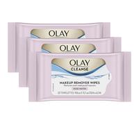Olay Cleanse Makeup Remover Cleansing Face Wipes, Daily Facial Towelettes, Rose Water, 25 Count, 3 Pack