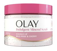 Olay Indulgent Mineral Scrub Skin Exfoliating & Massaging Pearls Renewing BHA Vitamin B3 Complex Essences of Wild Rose & Cherry Creme Scent 11 oz