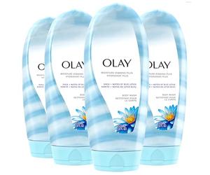 Olay Moisture Ribbons Plus Shea + Blue Lotus Body Wash, 18 Fl Oz, Pack of 4