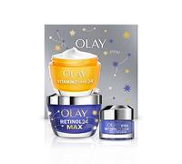 Olay Moisturiser Gift Box, Womens Skin Care Gift Sets & Kits, Vitamin C + AHA 24 Face Cream 50ml, Retinol 24 MAX Night Cream 50ml & Eye Cream 15ml For Smooth & Glowing Skin
