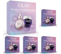 Olay Power of Smoothness Gift Set: Super Serum, Niacinamide, Vitamin C with Collagen Peptide 30ml + Retinol 24 Night Cream Face Moisturiser for Women 50ml, Anti-Aging Skincare (Pack of 5)