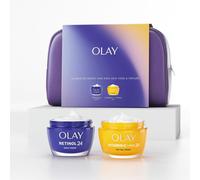 Olay Skincare Gift Set: Vitamin C Moisturiser + Retinol 24 Night Cream, 50ml + 50ml