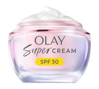 Olay Super Cream Refillable Face Moisturiser with SPF 30 UV Protection, Olay Super Serum, 5 Skin Benefits in 1 Moisturiser, Ultra Lightweight Hydration, Protects Against Sun Damage, Instant Glow, 50ml