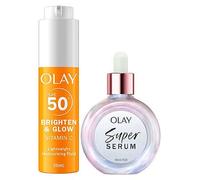 Olay Vitamin C 3in1 Moisturiser Face Fluid SPF50+ Hydrating Primer 50ml & Super Serum 50ml Bundle