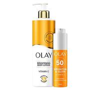 Olay Vitamin C Brightening Bundle Body Lotion 500ml & 3-in-1 Moisturiser Face Fluid SPF50+ 50ml
