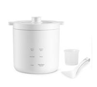 Olayks Mini Rice Cooker 2 Cup Uncooked, Small Electric Cooker, with 4 Cooking Functions, 24 Hour Preset and Heat Preservation, Anti Scald Carry Handle