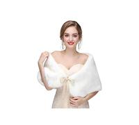 Olbye Women's Faux Fur Wraps Wedding Fur Shawls Sleeveless 1920 Faux Fur Stole for Women and Girls Fur Capelet Mink Shawl, White, One Size