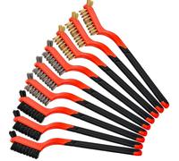 OLCANA 9 Pieces Wire Brush Set for Cleaning Rust Removal Stainless Steel Bristles Nylon Brass Wire Brush with for Dirt & Paint Scrubbing Removing Unfinished Metal Parts Paint Stains