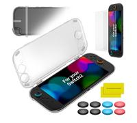 OLCLSS Case for Nintendo Switch 2 (2025) TPU Clear Hard Case with 2 x 10H Hardness Tempered Film and 8 Silicone Protective Caps Compatible with Switch 2 Ultra Slim Design Lightweight - Clear