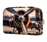 Old Aircraft Jet Propeller Cosmetic Bag for Women, Travel Toiletries Bags Large Makeup Handy Pouch Organiser Bag with Zipper