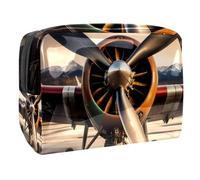 Old Aircraft Jet Propeller Cosmetic Bag for Women, Travel Toiletries Bags Large PVC Makeup Handy Pouch Organiser with Zipper