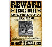 Old American Wanted Dead or Alive Wild West Belle Starr Print Poster Wall Art Picture A4 +