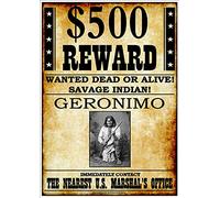 Old American Wanted Dead or Alive Wild West Geronimo Print Poster Wall Art Picture A4 +