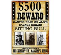 Old American Wanted Dead or Alive Wild West Sitting Bull Print Poster Wall Art Picture A4 +