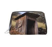 Old Ancient Outhouse Leather Makeup Bag Waterproof Cosmetic Bag Organizer Small Make Up Zipper Pouch Portable Travel Toiletry Bag for Women Girls