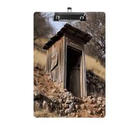 Old Ancient Outhouse Print Acrylic Clipboard 8.5 X 12.5 Inches | Lightweight A4 Clipboards with Pen Holder for Office, Students, Nurses, Teacher, Students,Women, Men, Girls, Boys