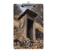 Old Ancient Outhouse Print Acrylic Clipboard 8.5 X 12.5 Inches | Lightweight A4 Clipboards with Pen Holder for Office, Students, Nurses, Teacher, Students,Women, Men, Girls, Boys