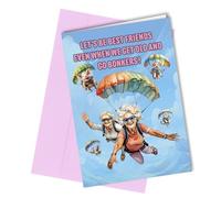 Old and Bonkers Funny Birthday Card for Best Friends, Let's Be Best Friends, Parachute, Skydiving #1631