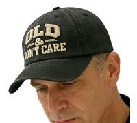 Old and Don't Care Hat, Adjustable Size Vintage Plain Baseball Cap - for Golf Running Workout Cycling Outdoor, Elder Gift Black