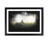 Old Bagan in Myanmar Paint Splash Framed Print | A2 Black Framed Wall Art | Ready to Hang | Modern Nature Picture | Living Room Bedroom Lounge Office