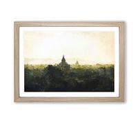 Old Bagan in Myanmar Painting Framed Print | A2 Oak Framed Wall Art | Ready to Hang | Modern Historical Picture | Living Room Bedroom Lounge Office