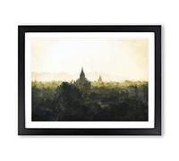 Old Bagan In Myanmar Painting Modern Art Framed Wall Art Print, Ready to Hang Picture for Living Room Bedroom Home Office Décor, Black A4 (34 x 25 cm)