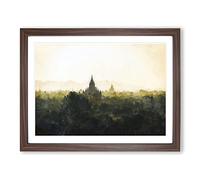 Old Bagan In Myanmar Painting Modern Art Framed Wall Art Print, Ready to Hang Picture for Living Room Bedroom Home Office Décor, Walnut A4 (34 x 25 cm)
