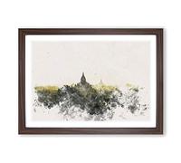 Old Bagan in Myanmar Watercolour Framed Print | A2 Walnut Framed Wall Art | Ready to Hang | Modern Historical Picture | Living Room Bedroom Lounge Office