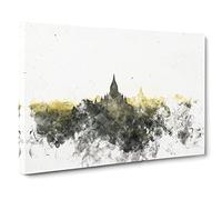 Old Bagan In Myanmar Watercolour Modern Canvas Wall Art Print Ready to Hang, Framed Picture for Living Room Bedroom Home Office Décor, 24x16 Inch (60x40 cm)