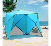 Old Bahama Bay Pop Up Beach Tent, Portable Shade Sun Shelter UPF50+ UV Protection for 4 Person Extendable Floor for Fishing Hiking Camping, Waterproof Windproof(Blue)