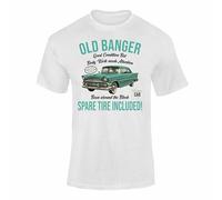 Old Banger T Shirt - Classic Car Tshirt for Men, Funny 70th & 65th Birthday Gift, Old Guys Rule T Shirt, Vintage Gifts - White Large
