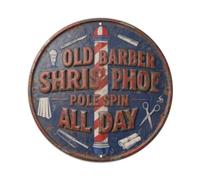 OLD BARBER SHOP POLE SPIN ALL DAY Metal Tin Sign Plaque