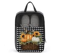 Old Basket with Pumpkins Sunflowers Shoe Bag for Travel Daily Use Anti-dust Storage Carrier Golf Shoe Pouch