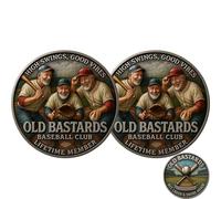 Old Bastards Baseball Club Commemorative Coin, Funny Baseball Challenge Coin for Men, Vintage Baseball Gift for Teammates, Coaches & Retired Players, Sports Collectible Memorabilia (2pcs)
