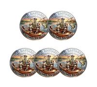 Old Bastards Fishing Club Challenge Coin, Double Sided Skeleton Fisherman Design, Hilarious Eternal Angler Keepsake, Special Humorous Present for Male Enthusiasts and Fishing Partners (5pcs)