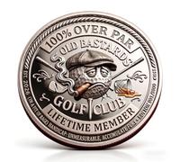 Old Bastards Golf Club Coin, Funny “100% Over Par” Golf Challenge Coin with Whiskey & Cigar Design, Lifetime Member Novelty Token for Best Friend and Old Bastard Prank Gifts (1pcs)