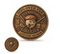 OLD BASTARDS GOLF CLUB Coin, Funny Golf Challenge Coin for Men with Whiskey Design, Drink, Laugh, Shoot Again Lifetime Member Coins,Novelty Gag Gift for Men,Dads or Golf Enthusiast (1pc)