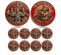 Old Bastards Motorcycle Club Challenge Coin, Double-Sided Vintage Biker Commemorative Coin, Motorcycle Challenge Coins, Lifetime Member Biker Token, Collectible Gift for Riders (02# 8Pcs)
